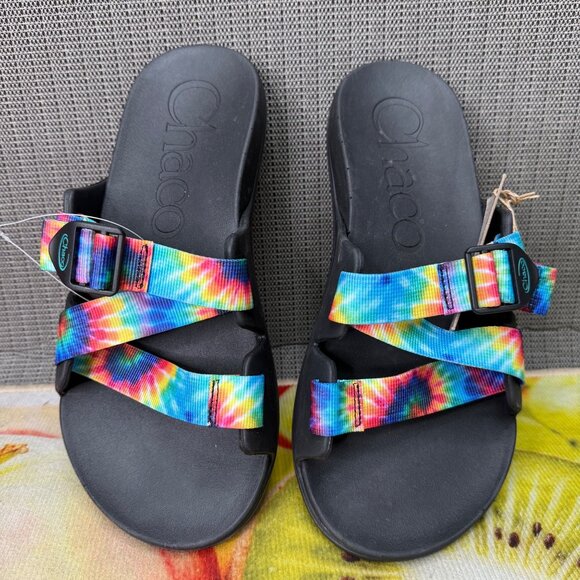 Chaco Men's Dark Tie Dye Chillos Slide Sandals Adjustable Strap M11 - Picture 1 of 8